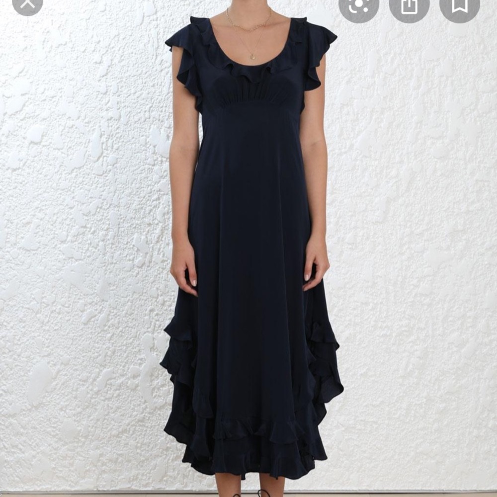 Zimmermann frill scoop neck silk dress